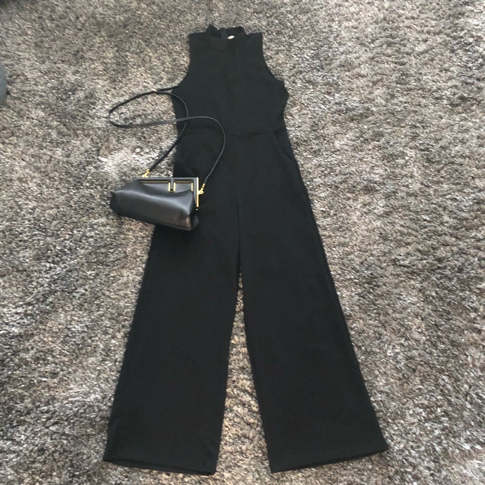Caution to the Wind High Neck Black Jumpsuit